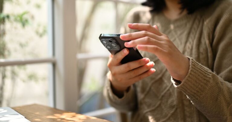 woman on her phone