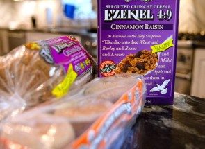 Ezekiel bread products in the kitchen